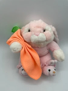 Commonwealth Pink Bunny Rabbit Pajamas Slippers Plush Carrot Blanket Orange 10" - Picture 1 of 14