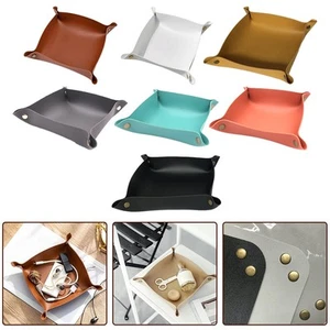 Elegant Foldable Leather Tray for Organizing Keys Jewelry and Earphones - Picture 1 of 40