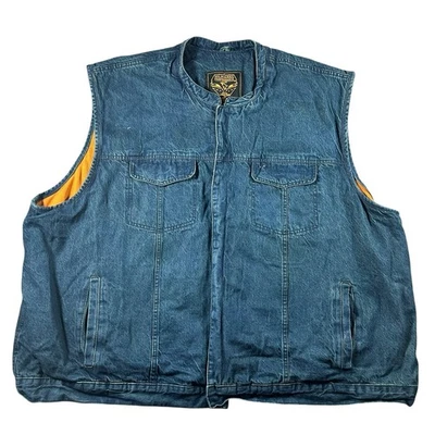 Milwaukee Performance Denim Vest 9XL Biker Orange Lining Heavyweight Y2K Grunge - Image 1 of 4