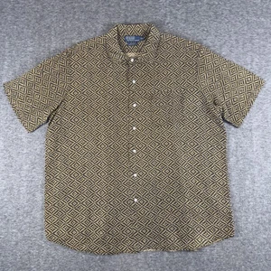 Vintage Polo Ralph Lauren Shirt Mens 2XL Brown Bonnard Silk Linen Geometric - Picture 1 of 6