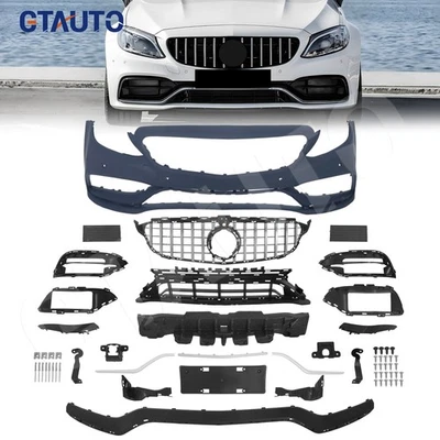 Facelift For 2015-18 Mercedes Benz W205 C Class Front Bumper Kit to W205 C63 AMG - Image 1 of 4