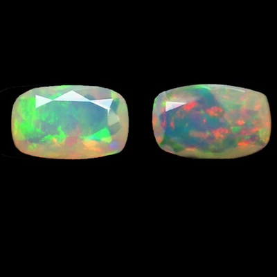 1.30 Cts (2 Pcs) FABULOUS EMERALD (7 x 5 mm) MULTI COLOR FACETTED RAINBOW OPAL - Image 1 of 4