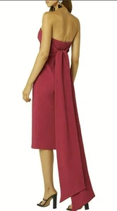 NEW Rebecca Vallance AU 8 US 4 Red Andie Tie Midi Dress Strapless Cocktail BNWT - Picture 1 of 10