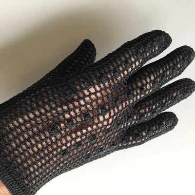 Guantes de encaje de ganchillo vintage para dama muñeca o pulsera longitud mediana negra Foto 1 de 4