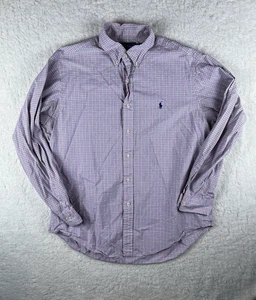 Vintage Ralph Lauren Herren Classic Fit Hemd mit Knöpfen rosa kariert 17 34/35 blau Pony - Bild 1 von 15