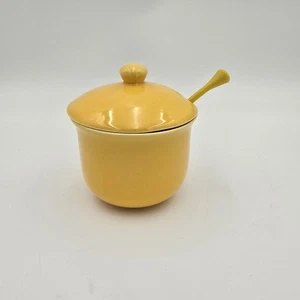 Block Basics Honey Pot Yellow Ceramic Lid & Dipper - Pre-Owned - Picture 1 of 7