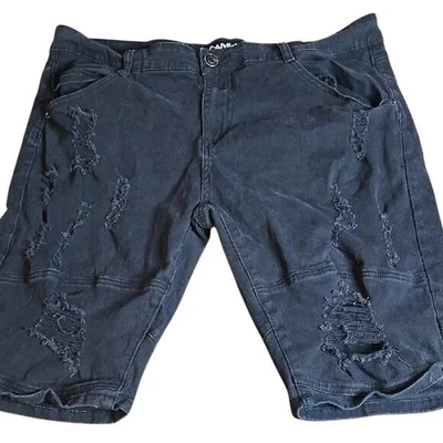 Pantalones Cortos de Jean Rue21 Carbono Triturado Desgastado Frente Plano, Negros, Para Hombre Talla 38 Foto 1 de 4