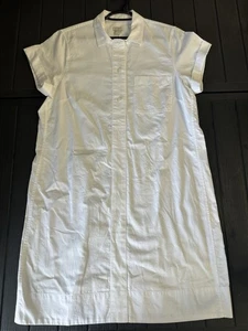J. CREW Vestito Camicia Donna Maniche Corte Bianco Cotone M - Foto 1 di 4