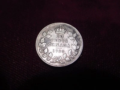 1930 CANADA SILVER 10 CENTS! - Image 1 of 2