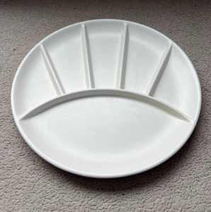 Ceramic Divided Fondue Plates Set of 4- 9'' Round Off White Japan Vintage. - Picture 1 of 4