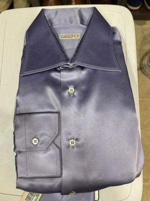 $1,450 NEW WITH TAGS ZILLI SKY BLUE SHIRT 100% SILK Size 16 US 41 EU - Image 1 of 4