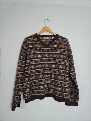 Suéter Tommy Hilfiger 100% Lana de Cordero Marrón Azul XL / XG Foto 1 de 4