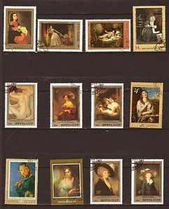 21T1 RUSSIE-URSS 12 timbres obliteres : tableaux celebres avec modele feminin - Imagen 1 de 1