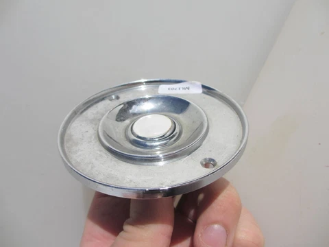 Chromed Brass Doorbell Door Bell Ceramic Button Old Chrome Art Deco 3.5"W Cover