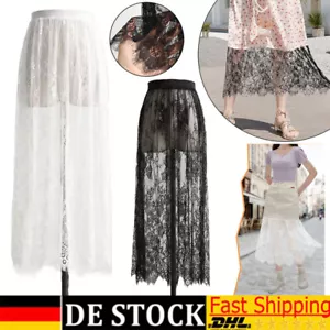 Damen Durchsichtig Netz Blumen Spitze Rock Tüll Verlängerung Unterrock Midi DHL - Bild 1 von 30