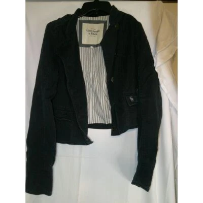 Chaqueta Blazer Abercrombie & Fitch Azul Marino Recortada Forro a Rayas Talla M Foto 1 de 3