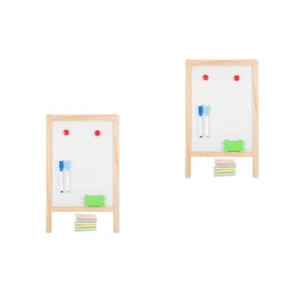 2 Sets Babillard En Bois Enfant Tableau Blanc Enfants Double Face - Photo 1/12