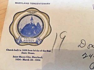 MARYLAND TERCENTENARY 1934  POSTAL COVER - Picture 1 of 1