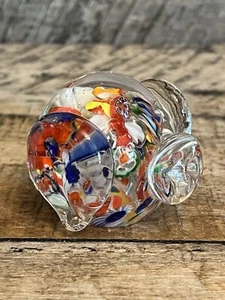 Murano Style Pig Shaped Art Glass Studio Paperweight with bubbles. Bright colors - Picture 1 of 10