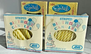 4 Pkgs Vintage Birthday Party Candles in Box Spiral Ami Yellow Pink Green 1950's - Picture 1 of 10