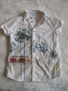 Mayoral Boys Size 5 Short Sleeve Button Down Shirt/ Beach Surf / Excellent