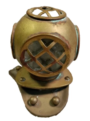 黄铜迷你海洋潜水员头盔复制品家居装饰二手复古 — 第 1/4 张图片