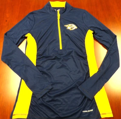 ЖЕНСКАЯ ФУТБОЛКА MAJESTIC NHL NASHVILLE PREDATORS С ДЛИННЫМ РУКАВОМ ПРОИЗВОДИТЕЛЬНОСТЬ 1/4 НА МОЛНИИ M - Изображение 1 из 4