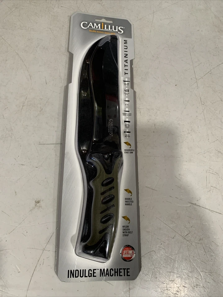 Camillus Titanium Indulge Machete 7” Blade With Sheath 420 Stainless