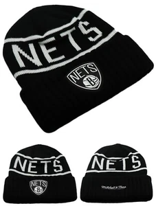 Brooklyn Nets New Mitchell & Ness NY Black White Reflective Beanie Era Hat Cap - Picture 1 of 4