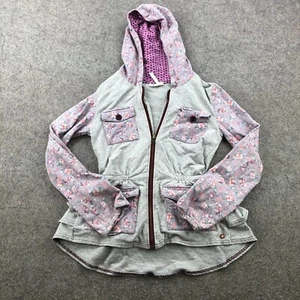 Matilda Jane Jacket Girls 14 Pink Gray Floral Pockets Long Sleeve Full Zip - Picture 1 of 8