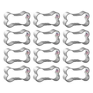 1 Dozen 12 Mini Dog Bone 1.5'' Cookie Cutters Puppy Treats Metal Made in the USA - Picture 1 of 9