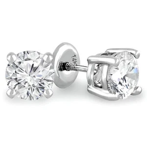 0.3 CT Round VS1 F Diamond Earrings 14K White Gold - Picture 1 of 4