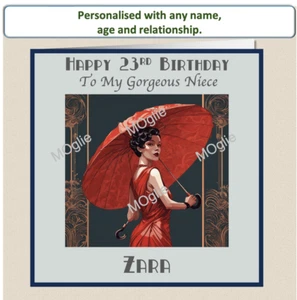 PERSONALISED Birthday Card Female Retro Art deco Wife Mother Sister Auntie RET5 - Picture 1 of 8