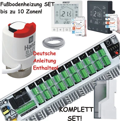 Fußbodenheizung Regelklemmleiste 8-10 Zone Stellantriebe Thermostat Komplett SET - Bild 1 von 4