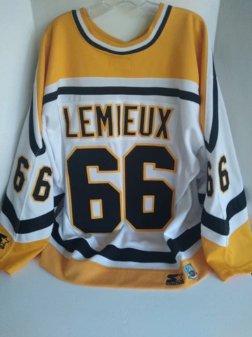 AUTHENTIC NHL Mario Lemieux #66 Pittsburgh Penguins (White) Starter Jersey XL Cover