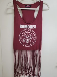 Tank-Top Crop mit Fransen „RAMONES“, Original, weinrot, Gr. 36 - Bild 1 von 3