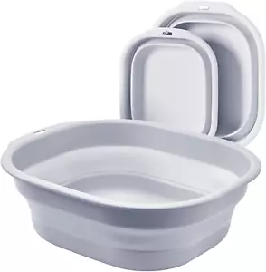 2er Pack Faltbares Waschbecken Set, Tragbare Spüle für Küche, Camping, Wohnmobil - Grau - Bild 1 von 15