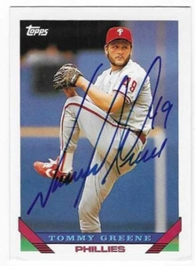TOMMY GREENE 1993 TOPPS AUTOGRAPHED SIGNED # 291 PHILADELPHIA PHILLIES - Picture 1 of 1