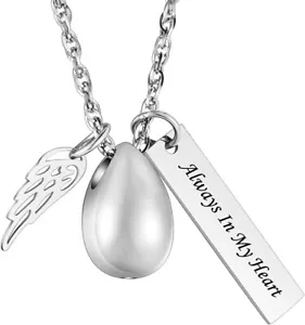 Tear Drop Angel Cremation Urn Ashes Necklace Jewelry Pendant Keepsake Locket Pet - Picture 1 of 7