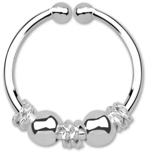 Piercing Naso Gioiello Fake Setto Naso 925 Argento con Due Sfere 1,0x10mm - Foto 1 di 2