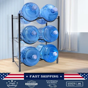 5 Gallon Water Jug Holder 6 Water Bottle Storage Rack 3-Tier Organizer Black - Picture 1 of 17