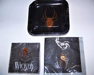 Wicked Spider Halloween Party Set (Plates ,Cocktail ,Luncheon Napkins for 16) - Picture 1 of 2