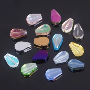 20pcs Flat Teardrop 12x8mm Faceted Crystal Glass Loose Beads For Jewelry Making - Picture 1 of 21
