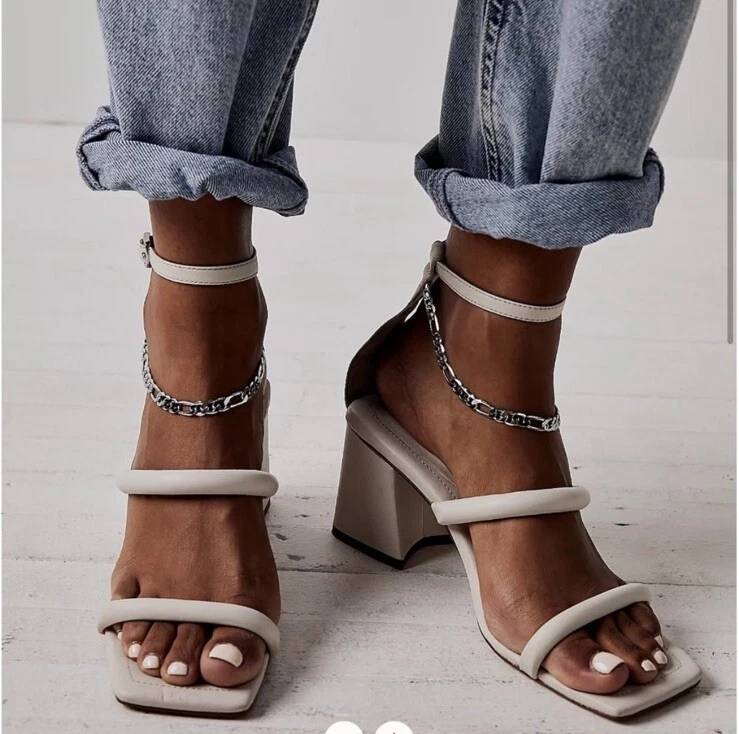 Free People Parker Chain Heels Sandals, Bone/Ivory, Size 8, New! - Изображение 1 из 4