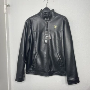 A Collezioni Italian Black Faux Leather Motorcycle Jacket Size L - NEW - Picture 1 of 10