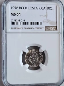 Costa Rica 10 Centimos 1976 BCCR NGC MS 64 - Picture 1 of 2