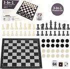 Chess Backgammon Checkers Three-in-one Board Game Foldable Magnetic Set UK Gift