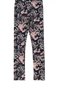 VERSACE Young Black & Pink Baroque Patterned Leggings Trousers - Picture 1 of 3