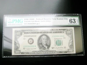 $100 1950((C KANSAS CITY ))FEDERAL RESERVE NOTE CHOICE UNC BU NOTE**PMG 63 EPQ** - Picture 1 of 2