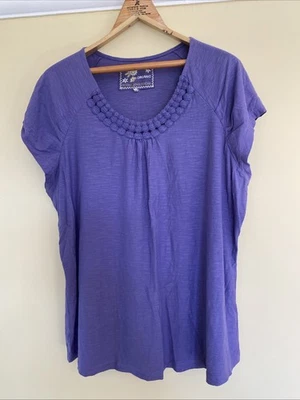 John Rocha Womens Organic Purple Cotton T-shirt Size 22 New without Tags. - Image 1 of 4